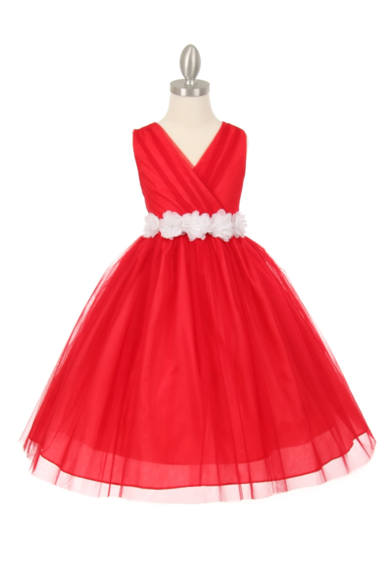 girls red dress with white sash