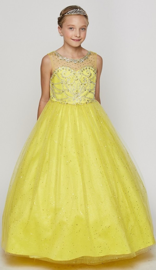 sparkling yellow pageant gown
