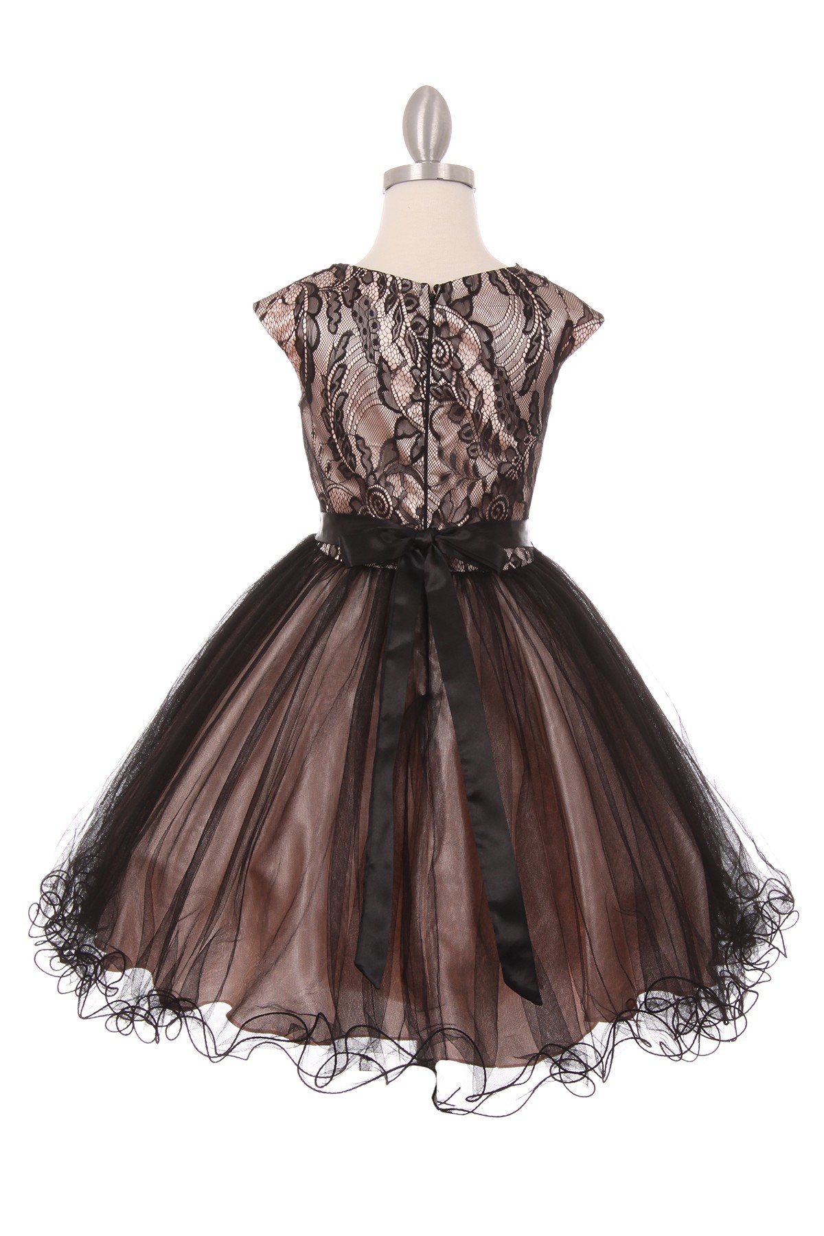 blush/black tween party dress