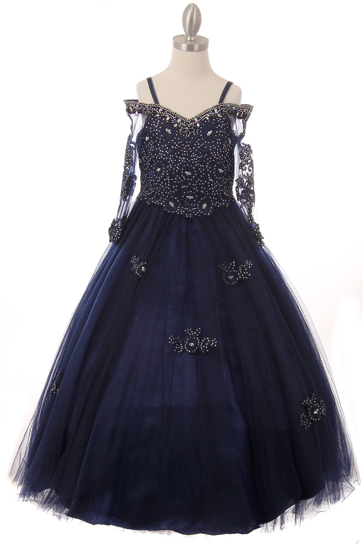 navy blue pageant dresses for little girls