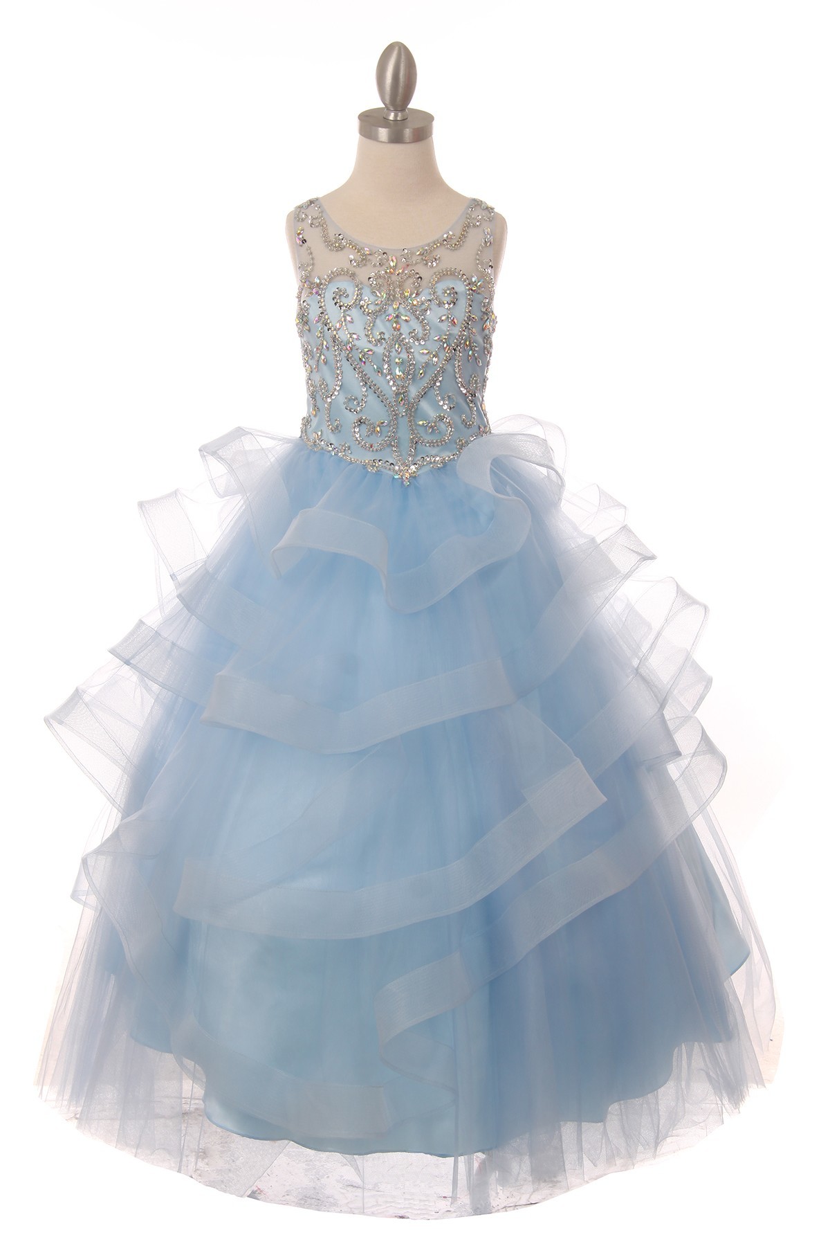 girls blue pageant dress