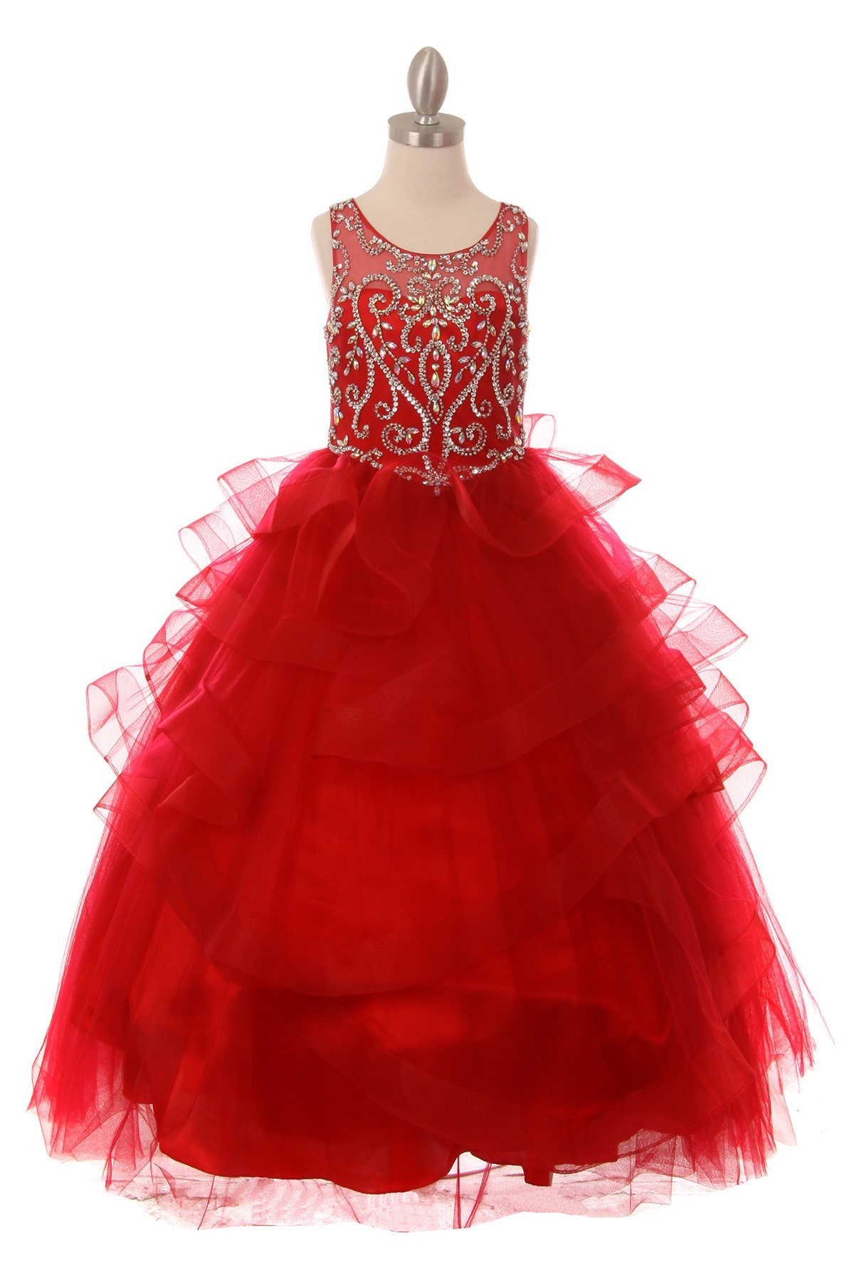girls red ruffle pageant dresses