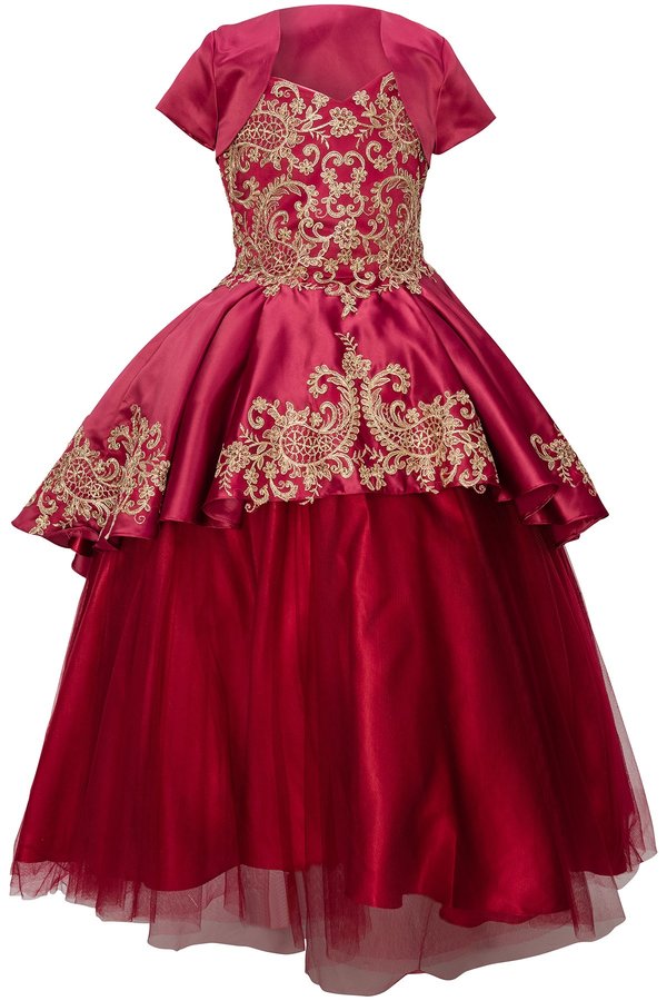 red 3 piece quinceanera dress