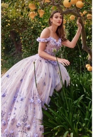 lilac floral ball gown