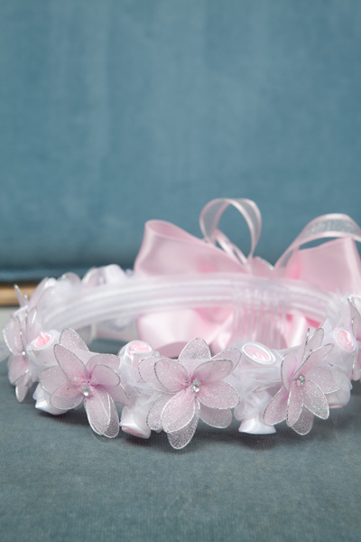 pink sparkly floral head wreath