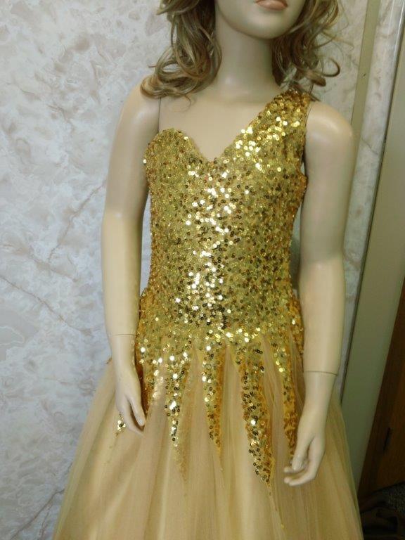 Girls one shoulder sequined pageant dresses