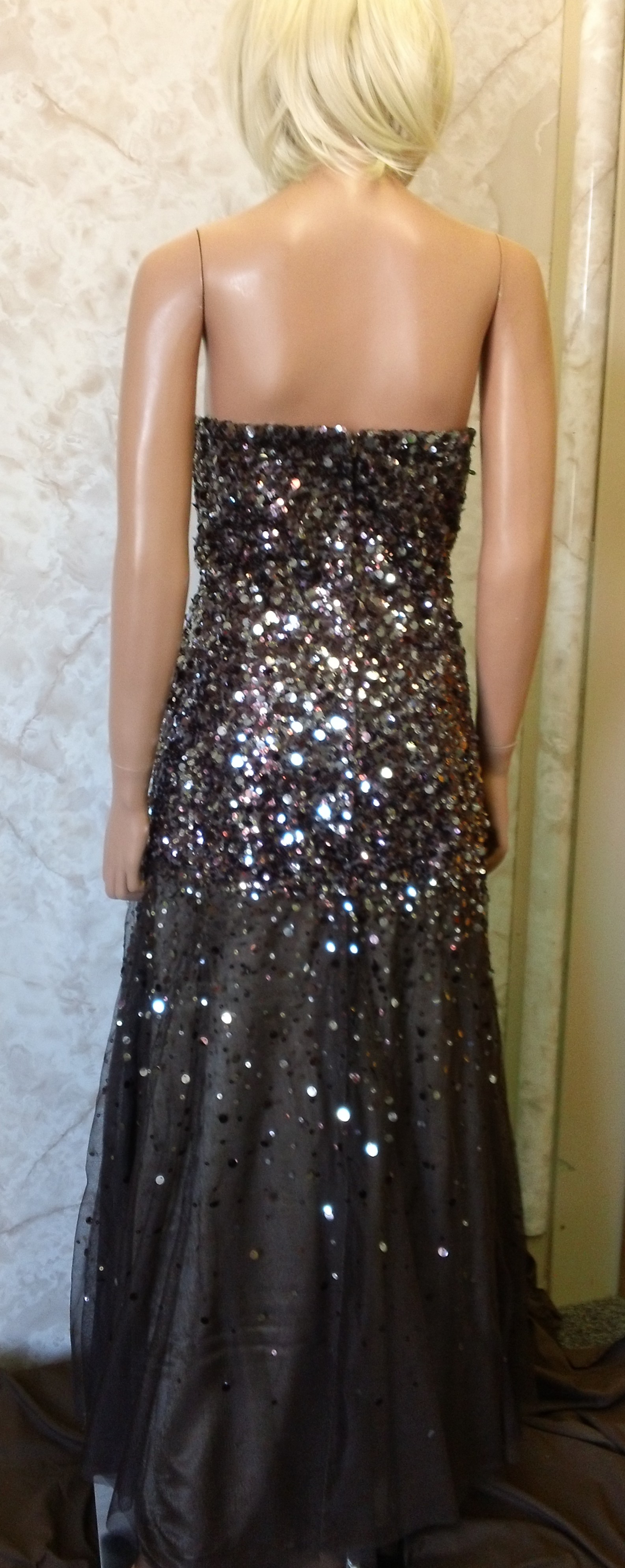 Silver sparkling prom dress