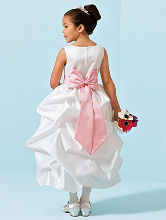 White and pink flower girl dresses