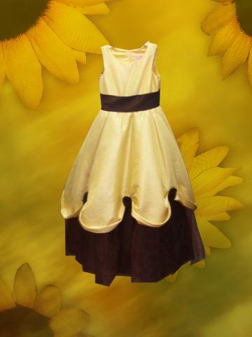 lemon yellow rand chocolate brown flower girl dress