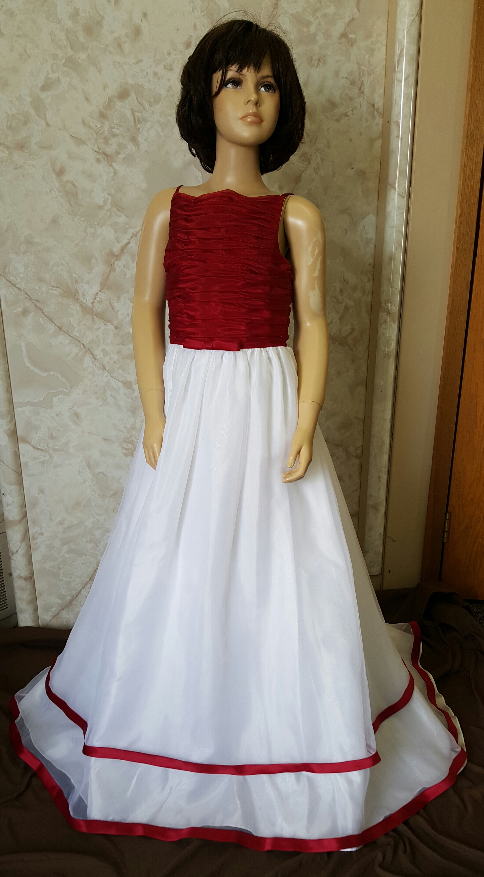 apple red and white junior bridesmaid dress