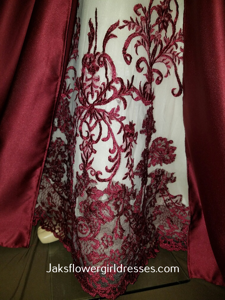 lace skirt inset with merlot train