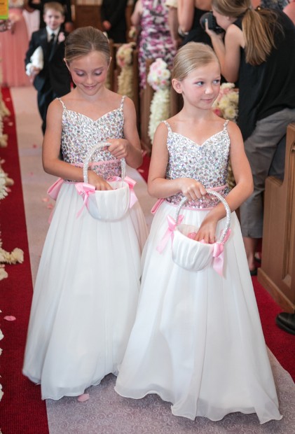 flower girl dress with jewel covered bodice