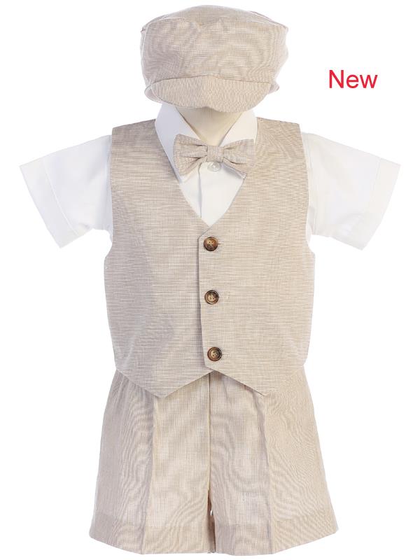 khaki toddler vest and shorts set