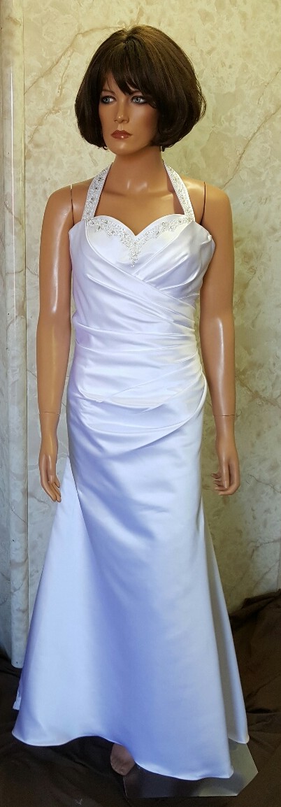 white halter wedding dress