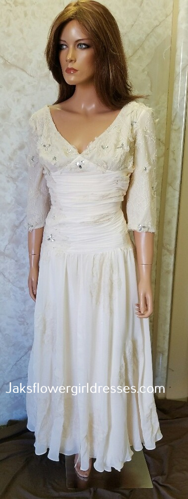 chiffon and lace mother of the bride dress