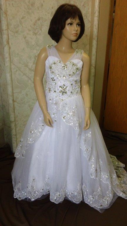 flower girl dresses covered with crystals