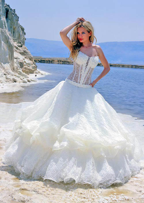 lace see thru wedding corset dress