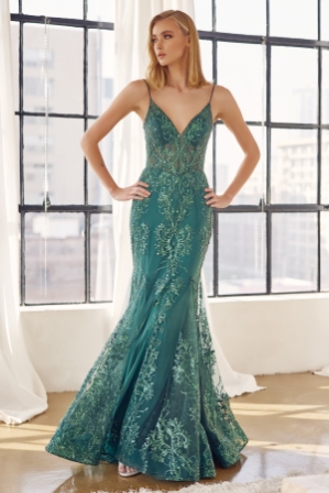 emerald mermaid prom dress