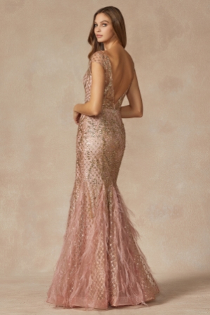fitted rose gold prom dress