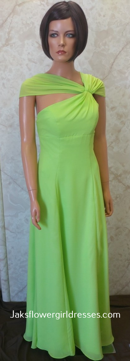 lime green chiffon dresses