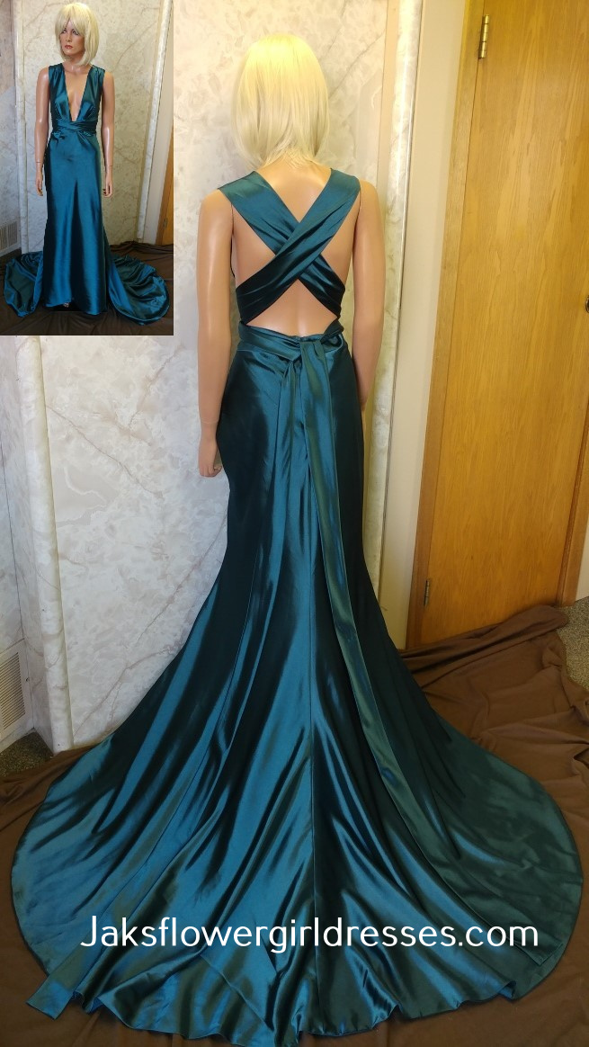 Low cut prom dress with open back