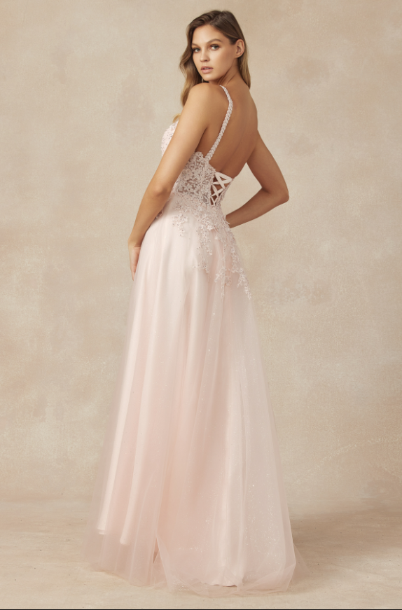 corset blush prom dress