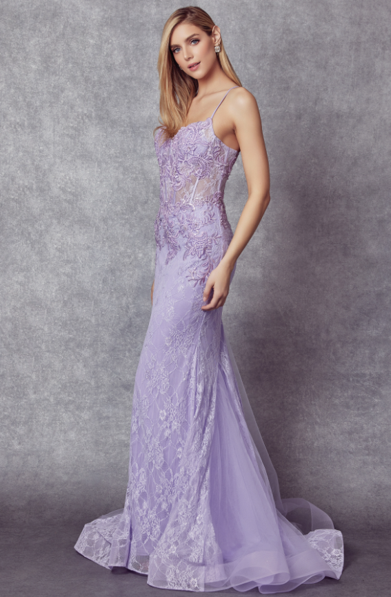 lilac mermaid prom dress