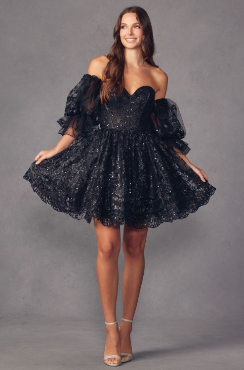 Black off-shoulder cocktail dress