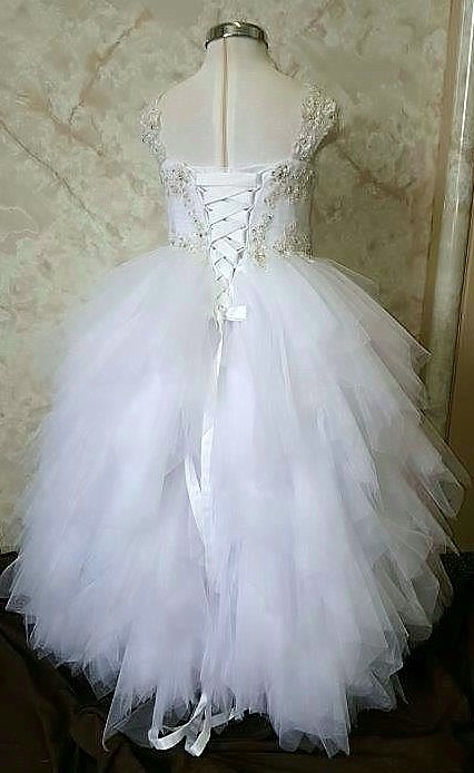 layered tulle flower girl dress