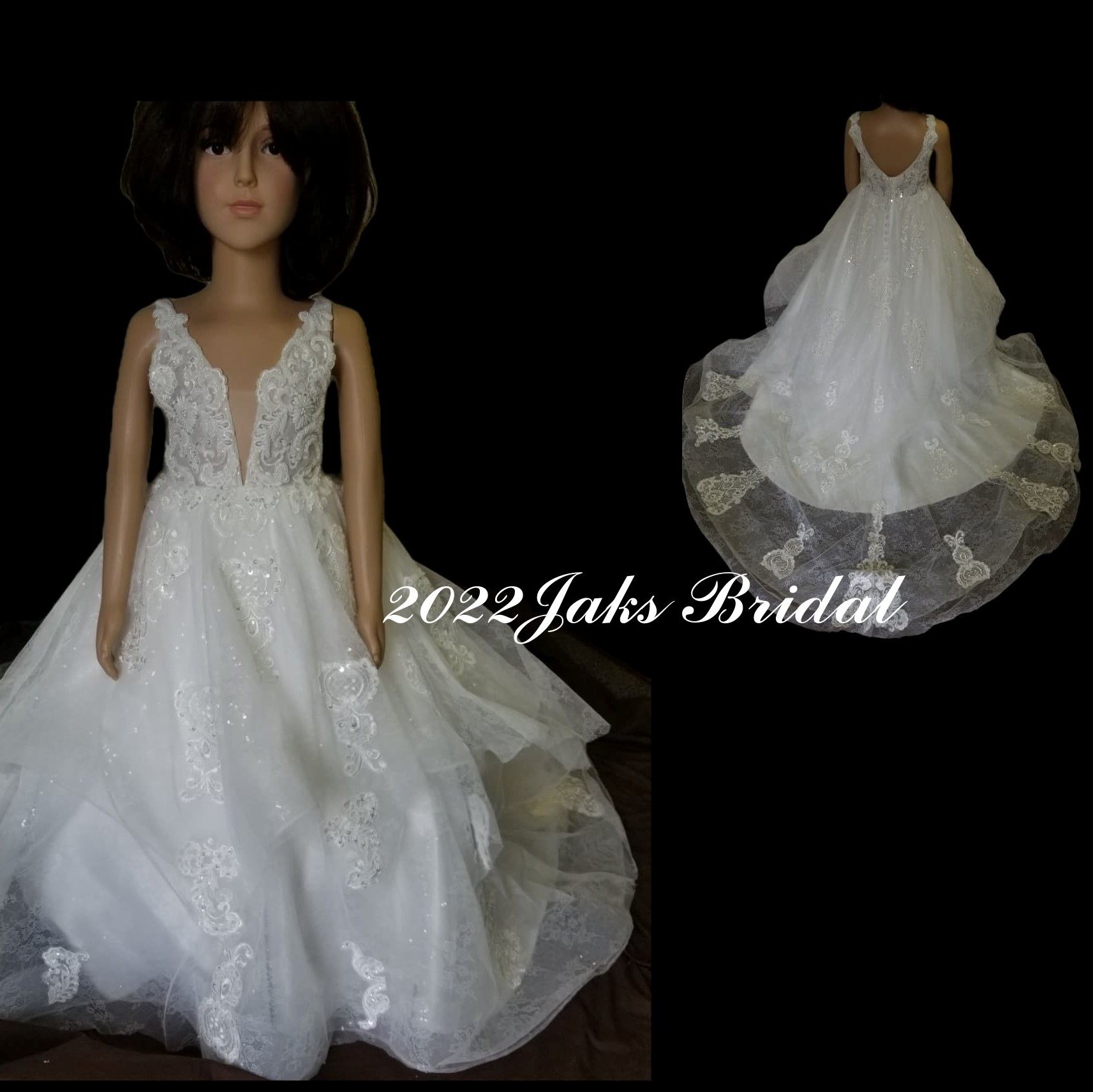 Little girls wedding dress with hand beaded crystals and pearls adds elegant sparkle to the bold ball gown of this designer flower girl dress. 