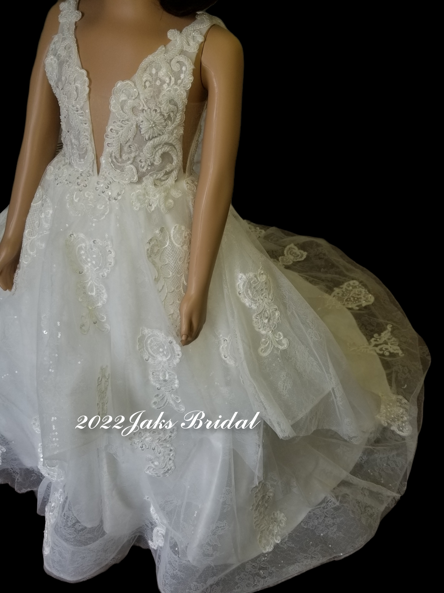 Plunging neck flower girl ball gown
