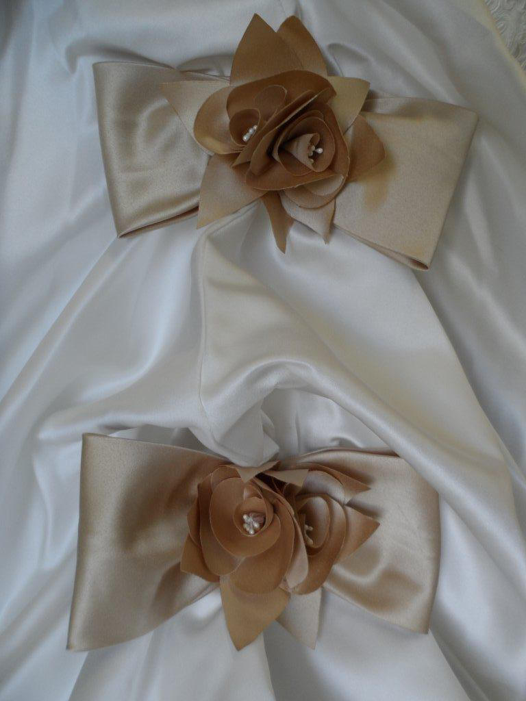 Champagne Flower Sashes and Bows