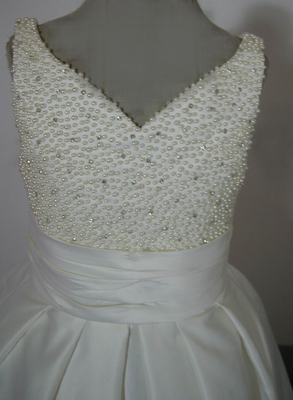 Sweetheart beaded flower girl dress, miniature wedding gown