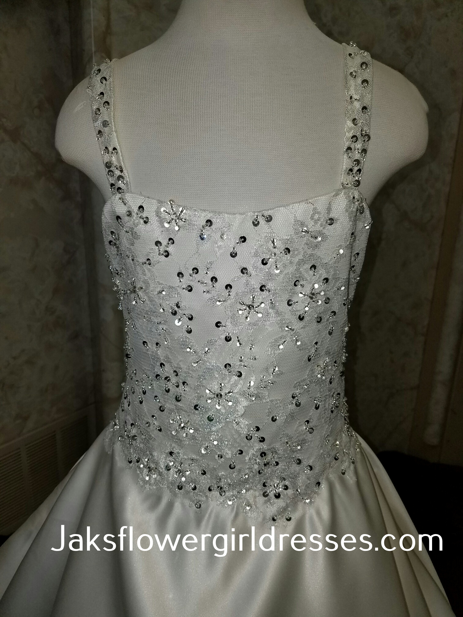 miniature bride dress with beaded lace