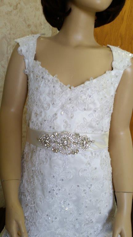 Jr bride dress with beaded waist sash