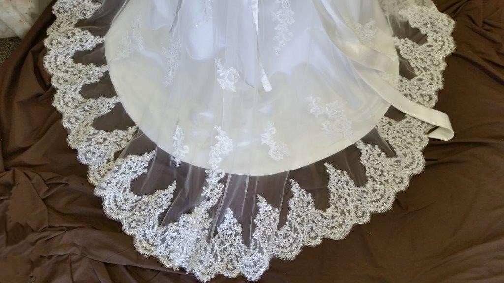 Jr bride dress with lace train