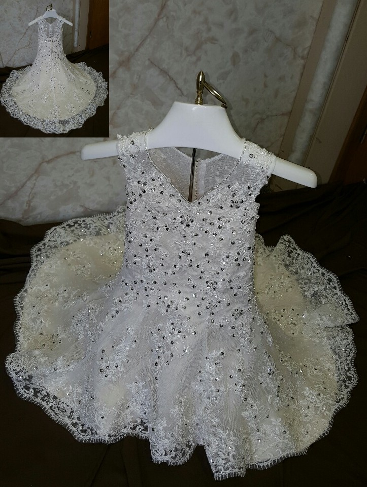 infant dotted tulle flower girl dress to match the brides