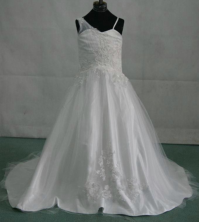 satin and tulle miniature wedding gown