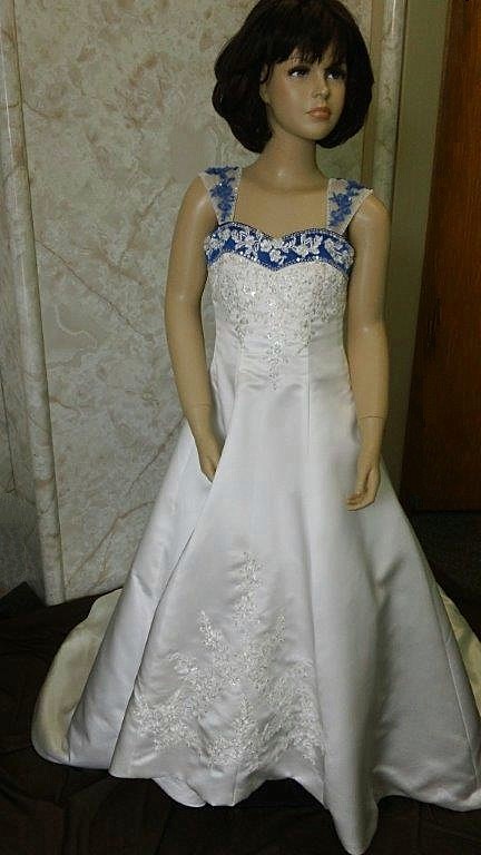 Ivory and royal blue flower girl dresses