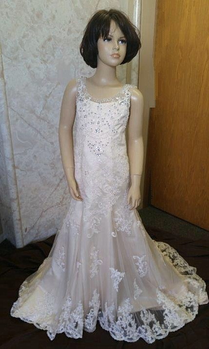 lace fit and flare flower girl dress