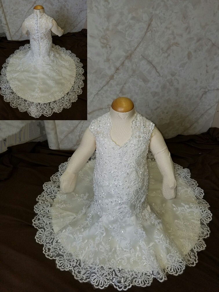 Infant lace Flower girl dress with train