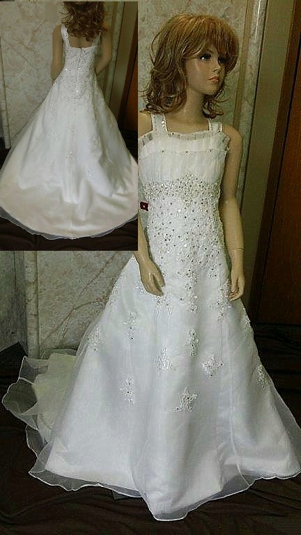 Pleated bodice flower girls wedding dress