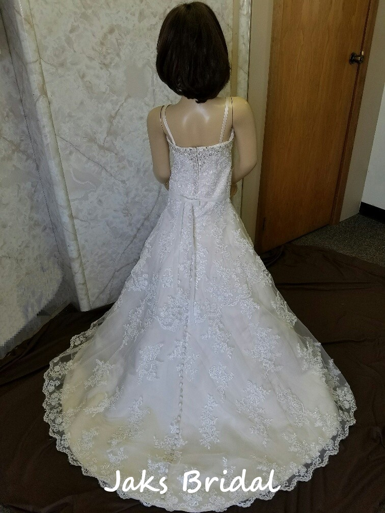 lace flower girl dress with train