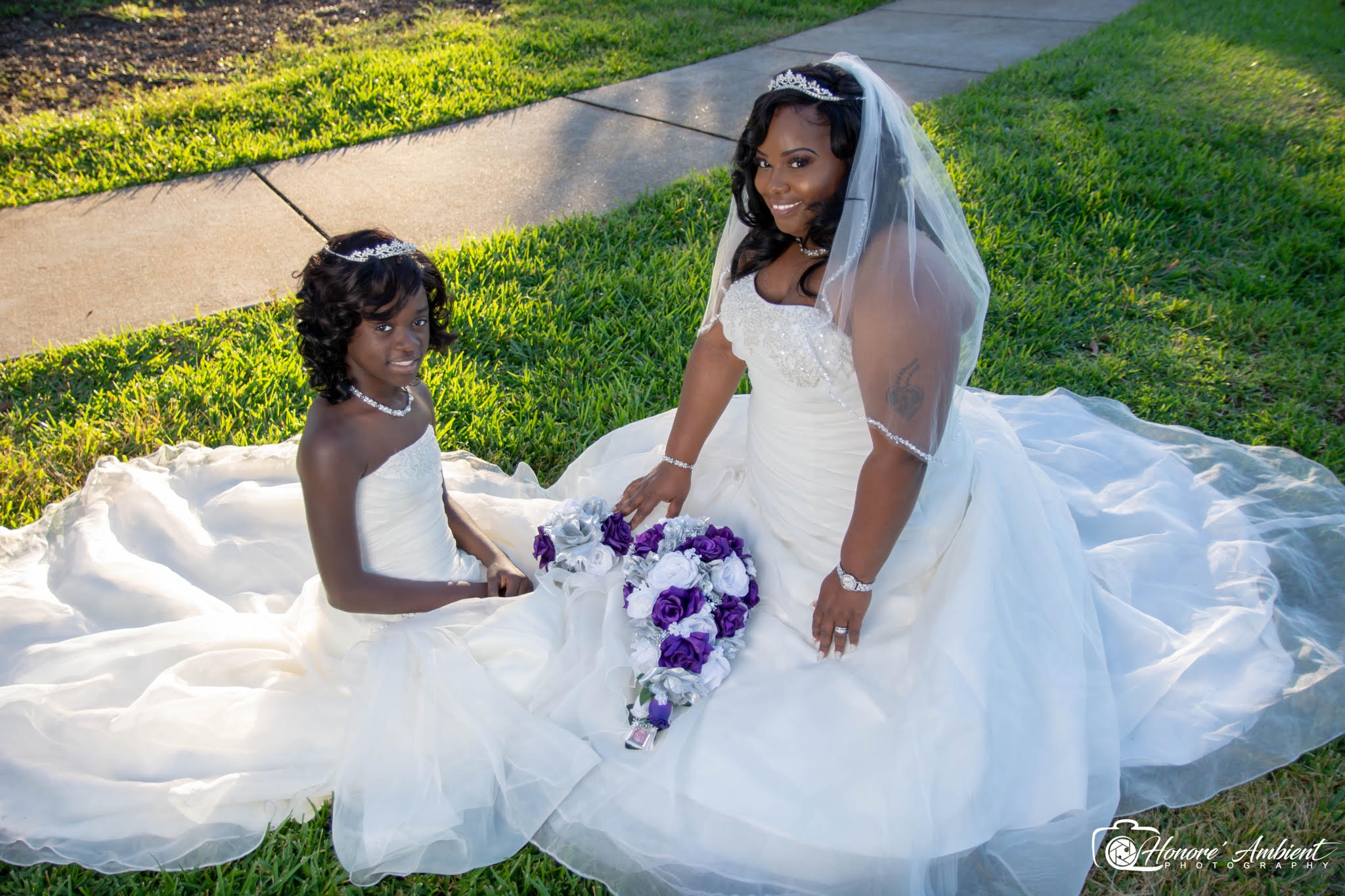 Matching flower girl and wedding dress