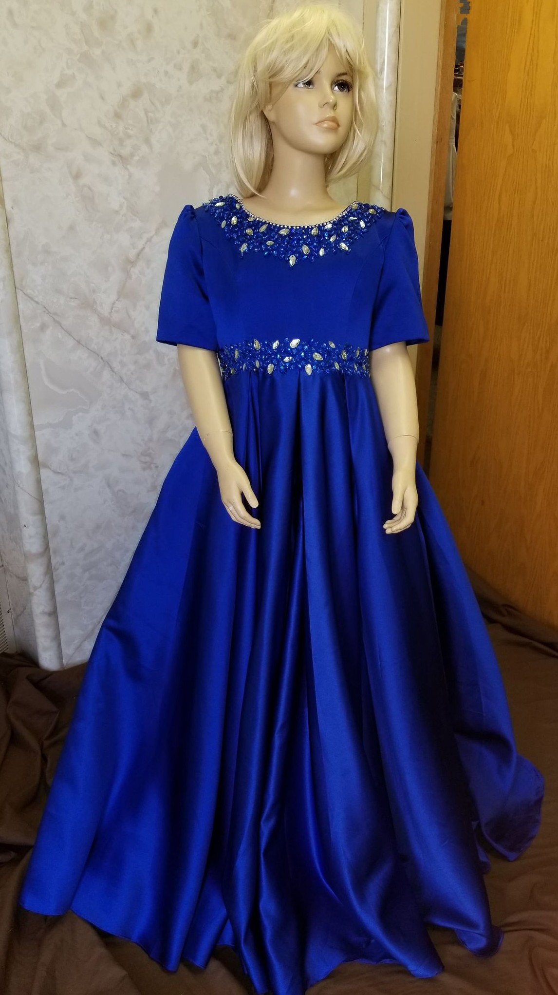blue junior bridesmaid dress