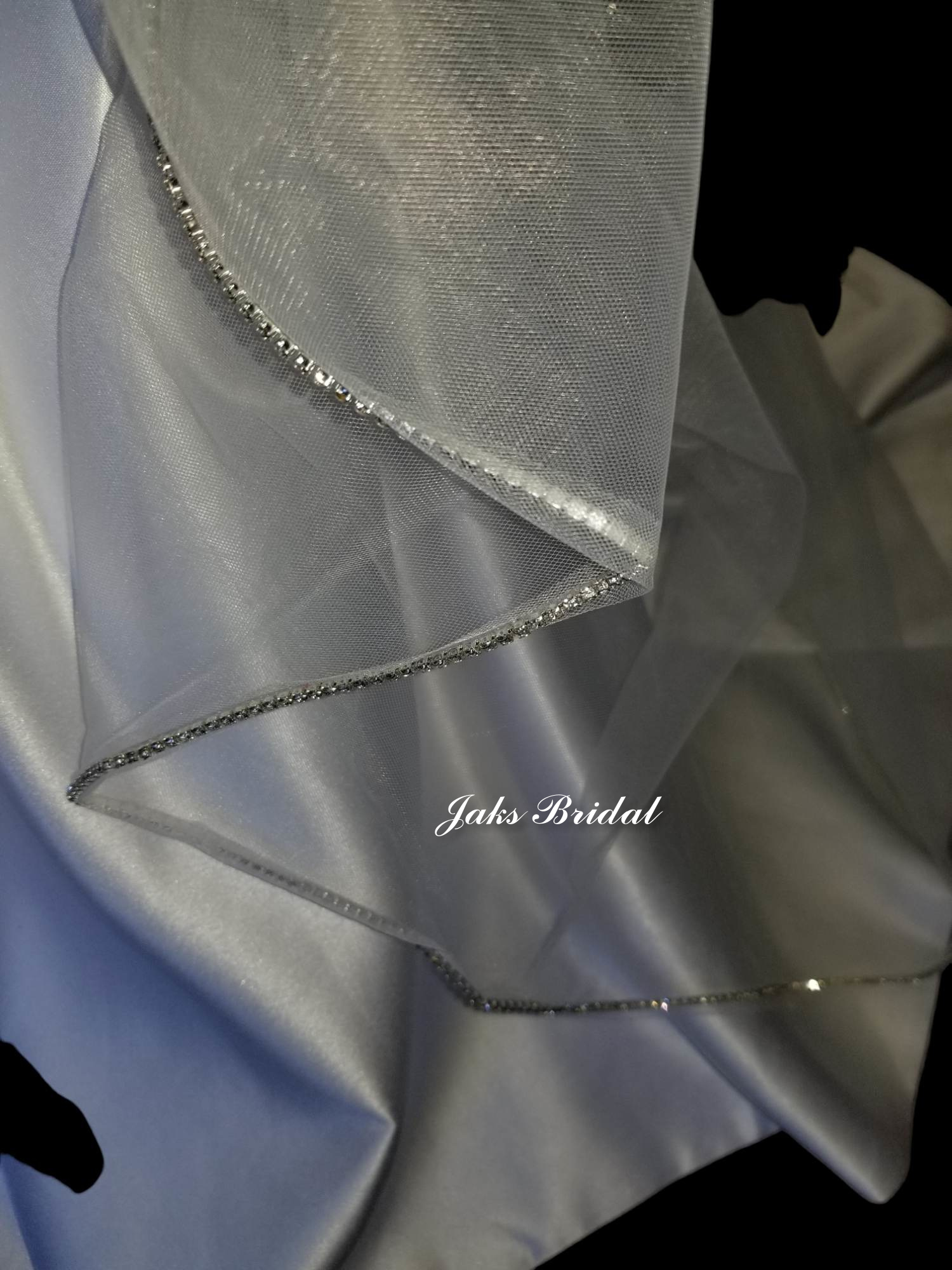wedding veil trimmed in silver
