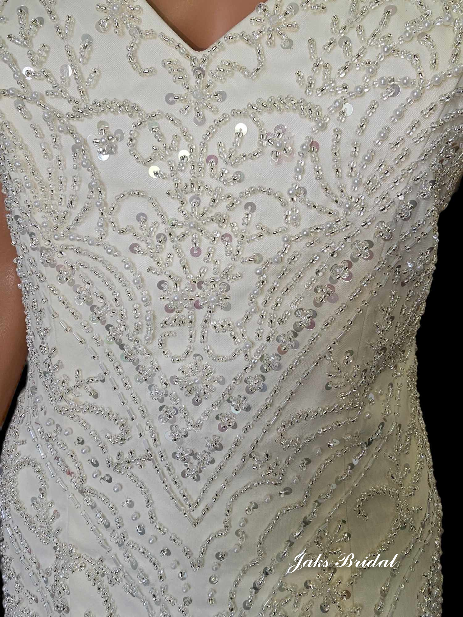 Bead embroidered junior bride dress
