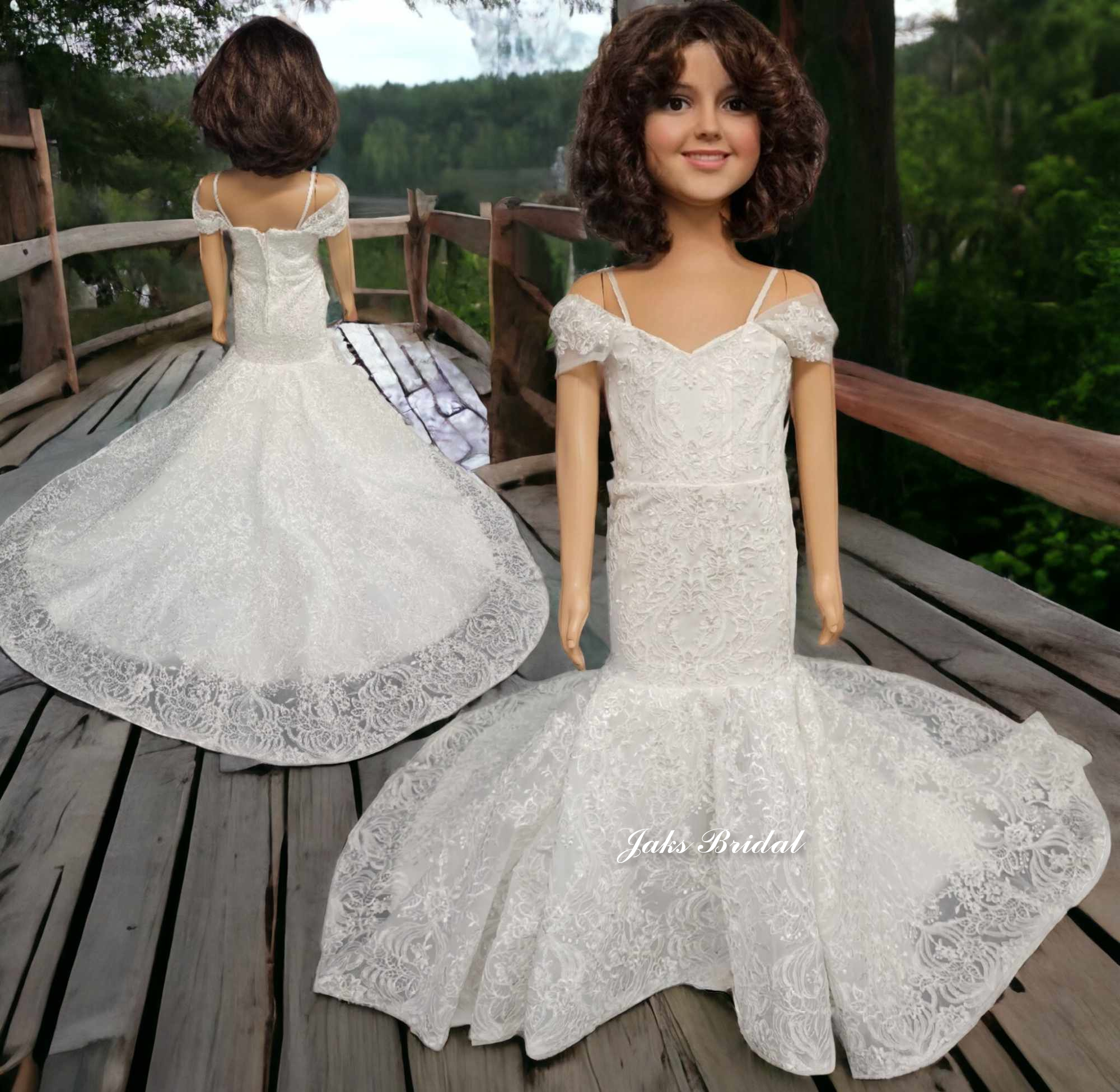 fit and flare lace flower girl dress