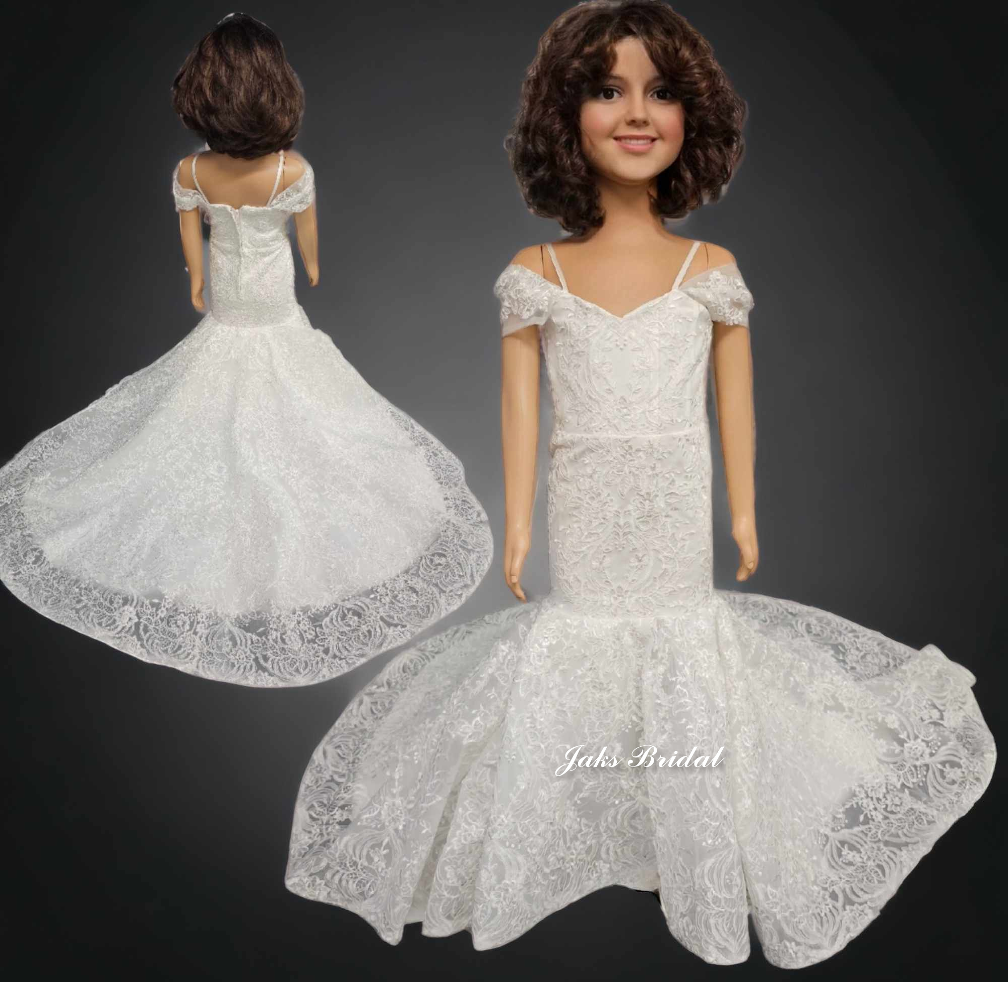 fit and flare lace flower girl dress
