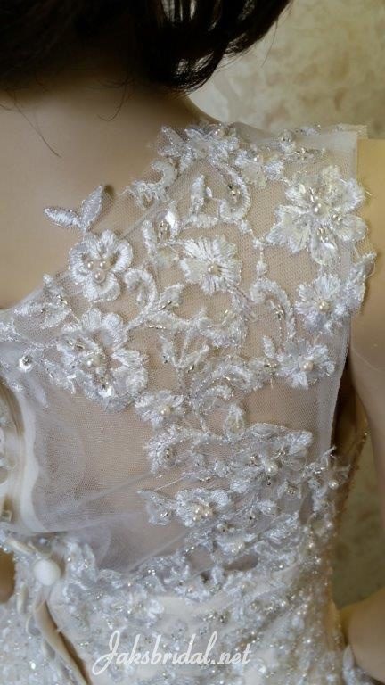 lace sheer back wedding dress